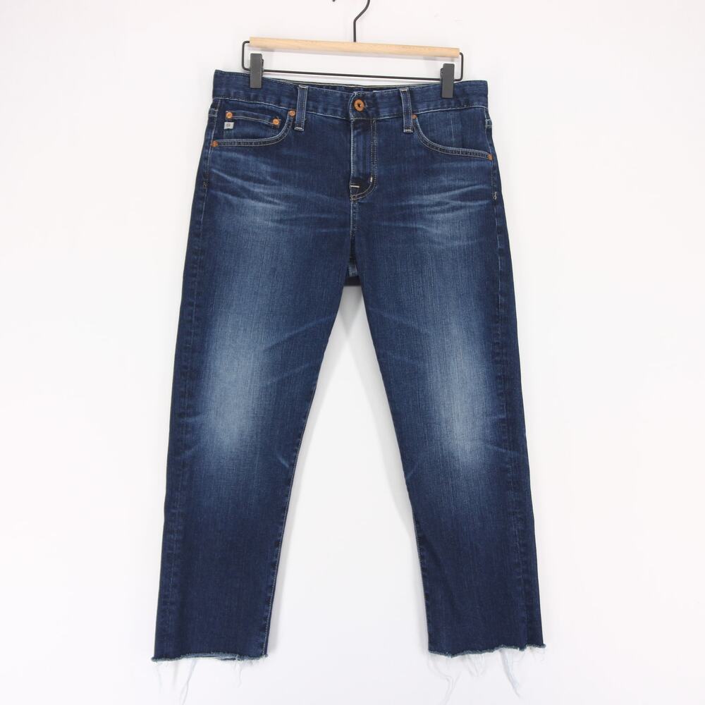 Adriano Goldschmied Ex Boyfriend Slim Jeans Womens 28 Blue Raw Hem Slouchy Crop